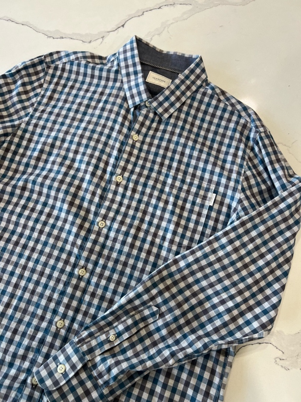 7 Diamonds Blue Plaid Button-Down Shirt